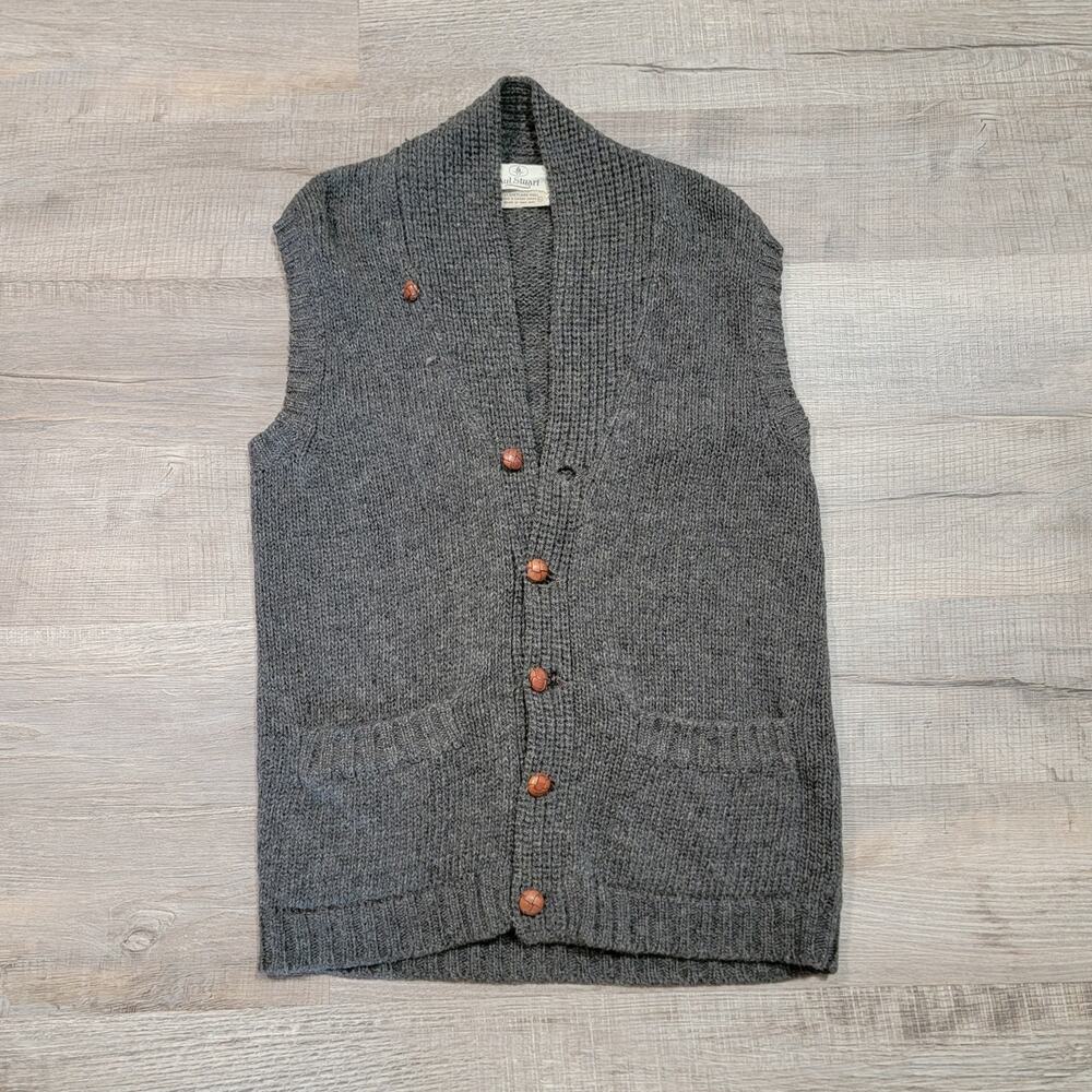 Paul Stuart 100%‎ Shetland Wool Vintage 90s Button Up Cardigan Sweater Vest XL
